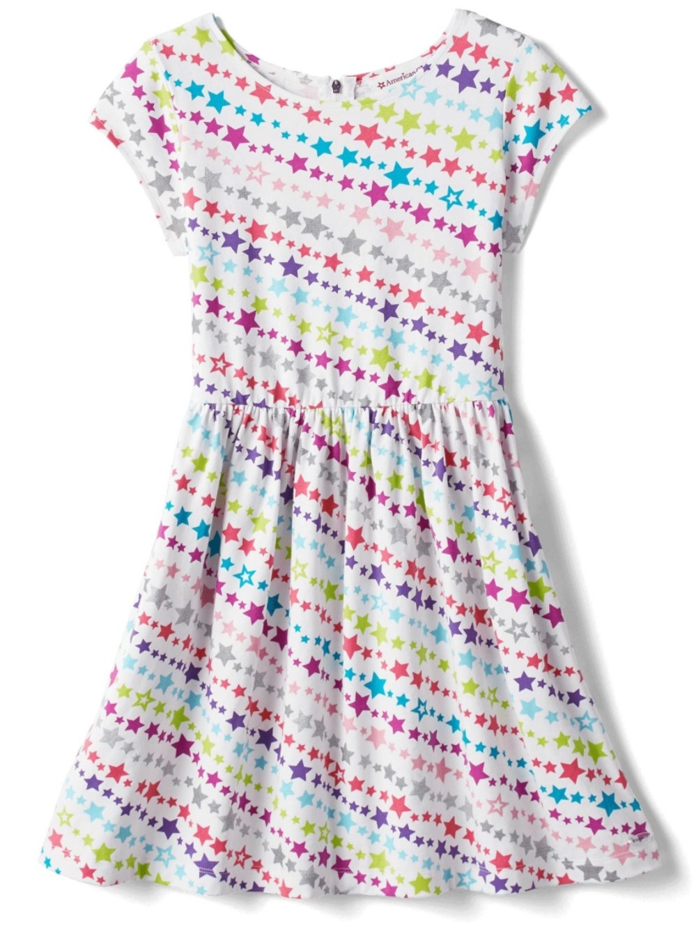 American Girl White Dress with Multicolor Star Print